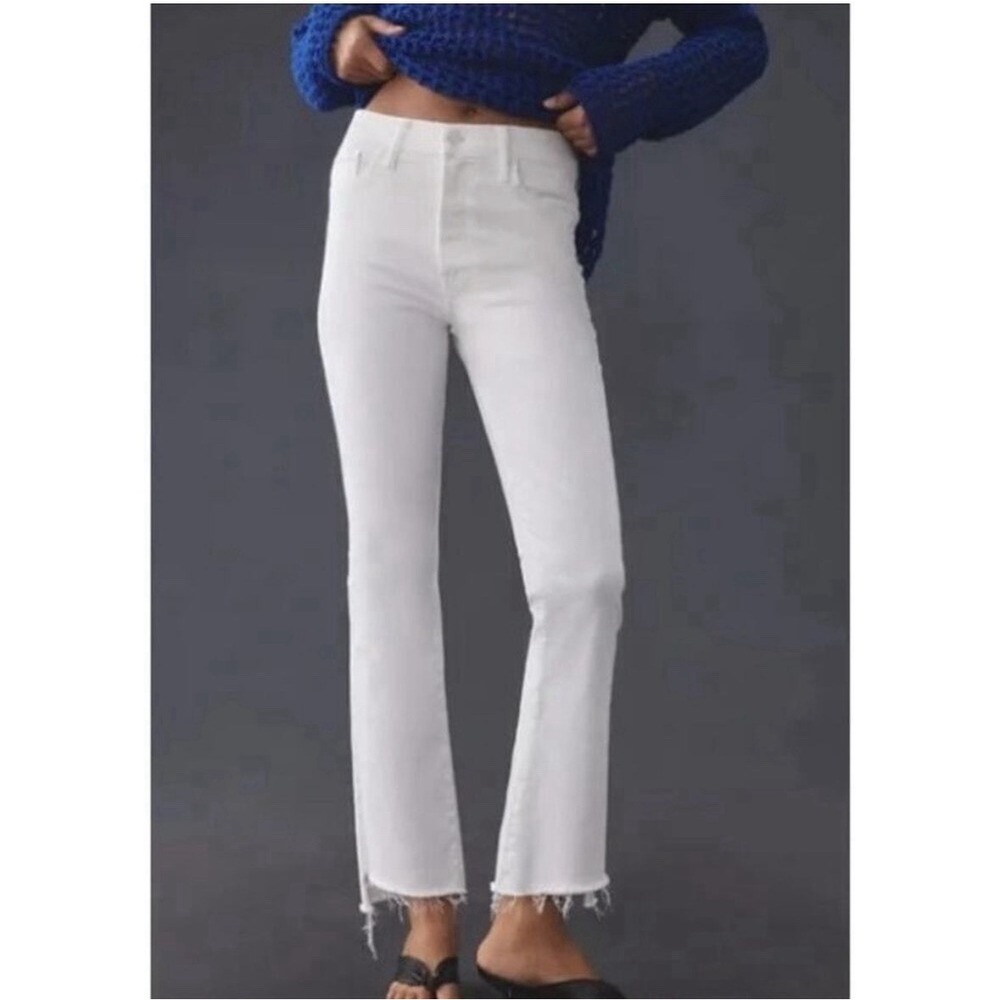 Mother Women's The Insider Crop Step Fray White Jeans In Fairest Of Them All 29